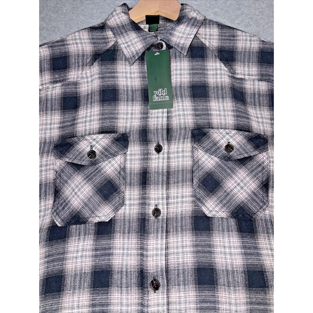Wild Fable Oversized Flannel Shirt in Black Plaid w/ Pockets - Women's L - Picture 2 of 8